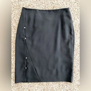 Versace Jeans Couture Black Skirt slits Pewter Medusa Head Lined size 26 40